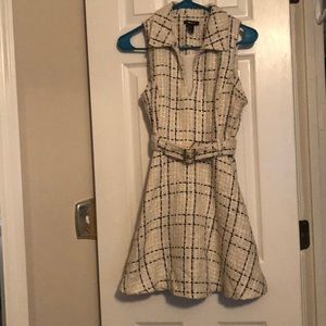 Cream and black tweed dress